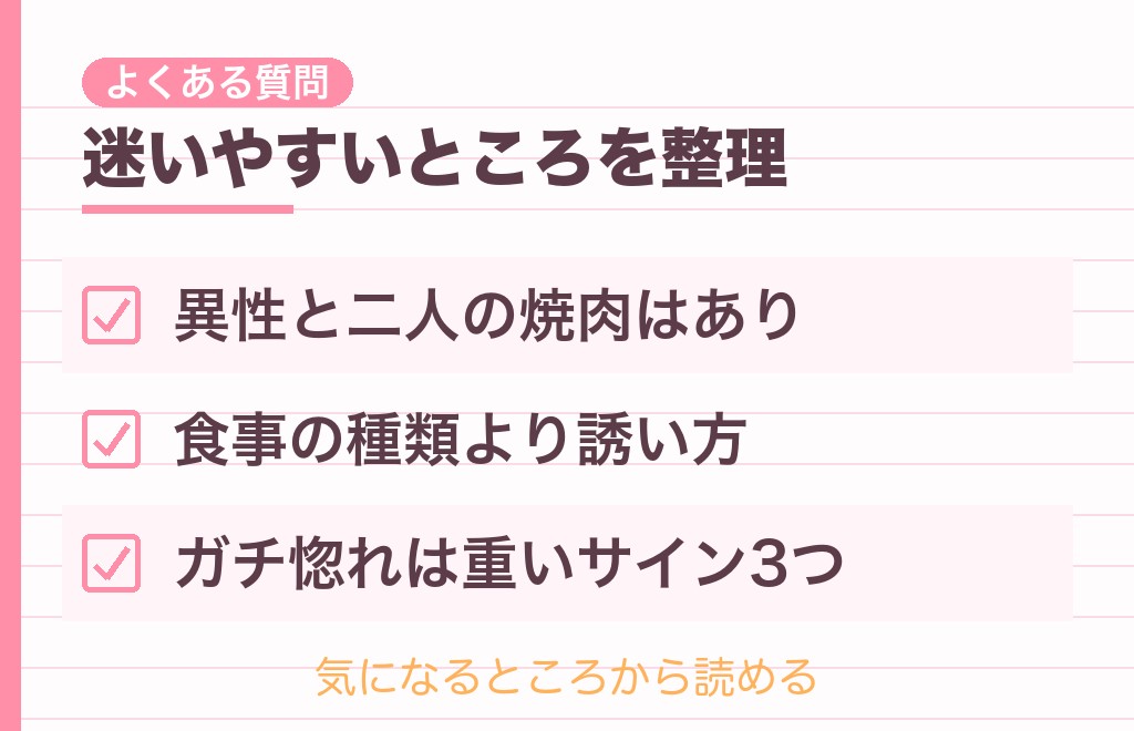 二人で焼肉と脈ありに関するよくある質問